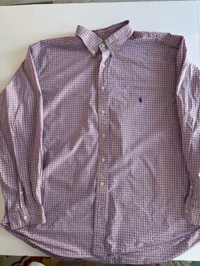 Ralph Lauren Pink and Blue Windowpane Button-Down Shirt Size 2XB